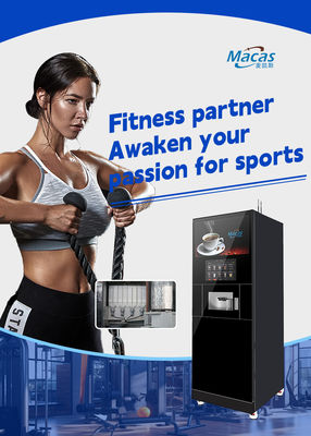 GYM cung cấp protein shake máy bán hàng với màn hình quảng cáo 27 inch